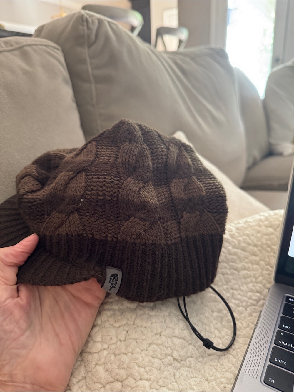The north face beanie with brim and audio cord